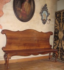 01333-00 Panca baroque en noyer ou en chêne 220 x 45 x h 102 cm