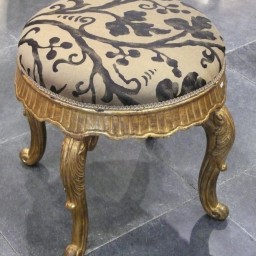 01336-00 Tabouret rond baroque doré diam 48 x h 50 cm