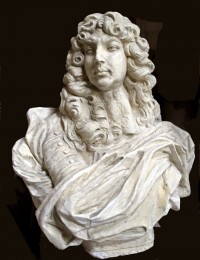 reproduction en plâtre d une sculpture du Roi Louis XIV dim. 86 x 80 x 52